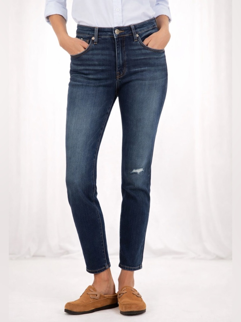 Kut from the Kloth Reese Ankle Straight Leg Jeans Distressed EUC - Picture 1 of 7